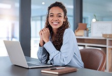 Lady smiles at work