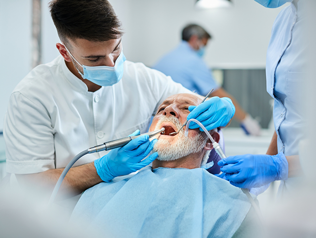 Senior man getting a dental checkup